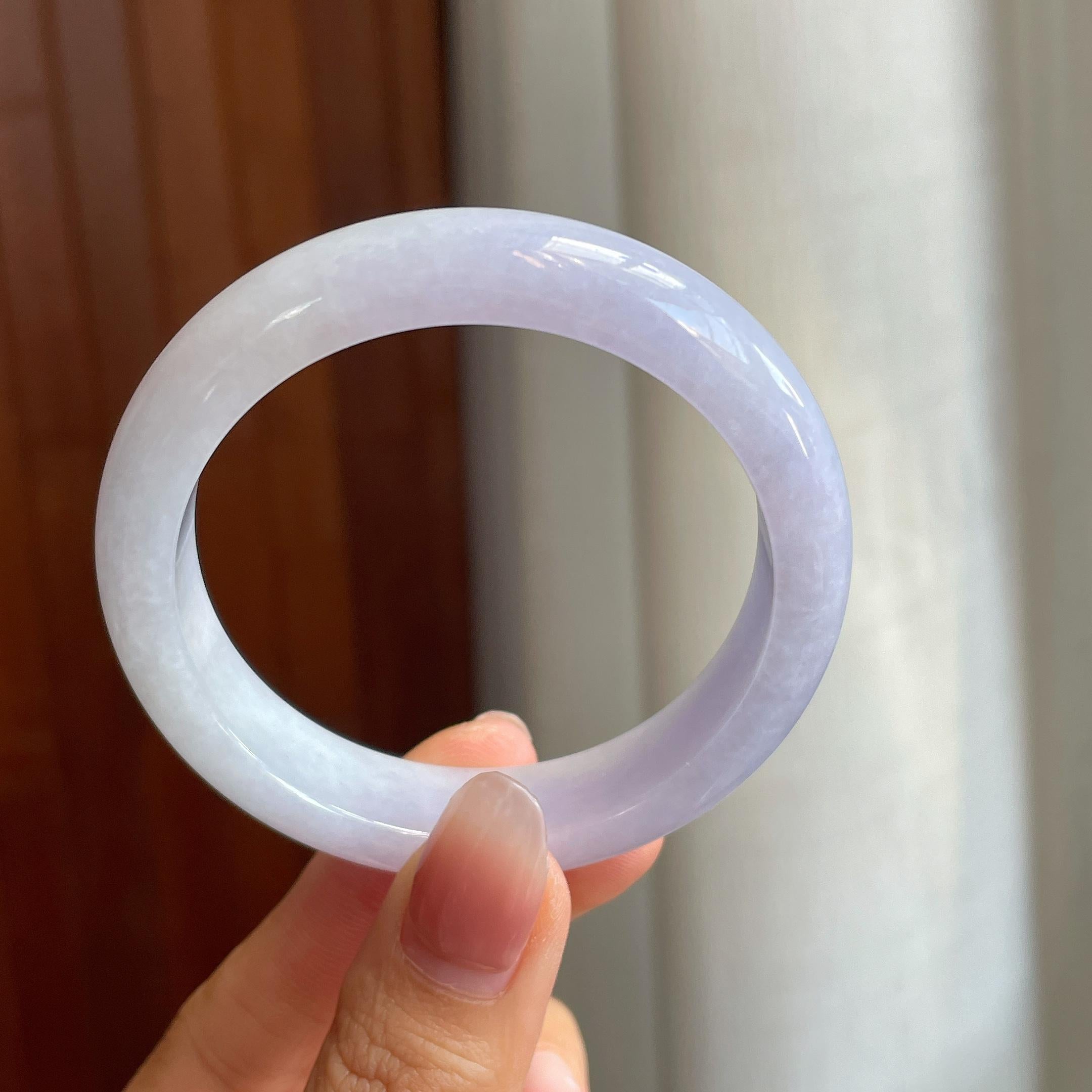 糯冰淡紫罗兰翡翠平安镯（53mm)（yc316578）