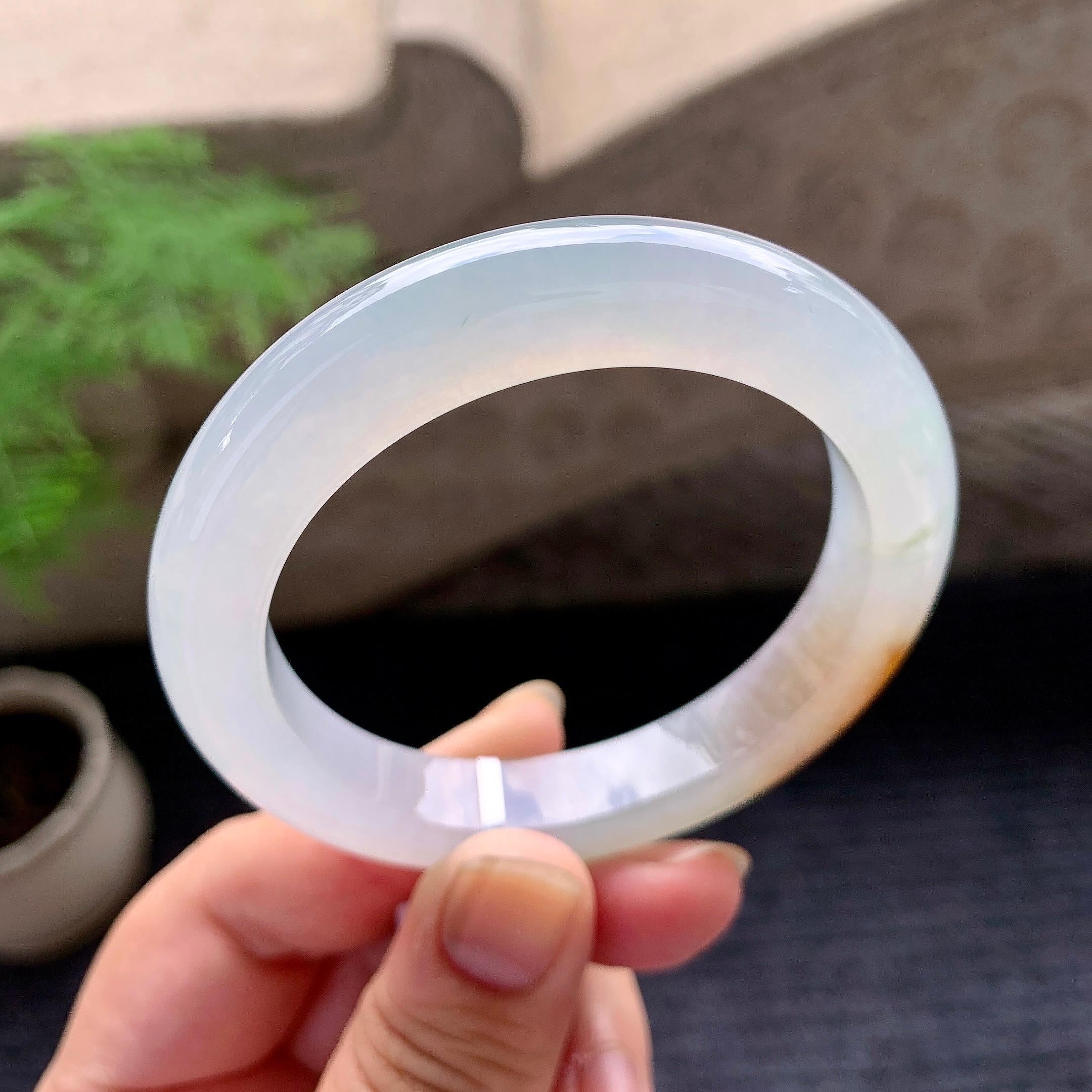 糯冰种飘黄翡平安镯（53.3mm）（yc195923）