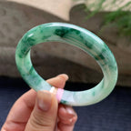 细糯种飘蓝花正圈平安镯  56.8圈口 天然缅甸A货翡翠（yc405538）