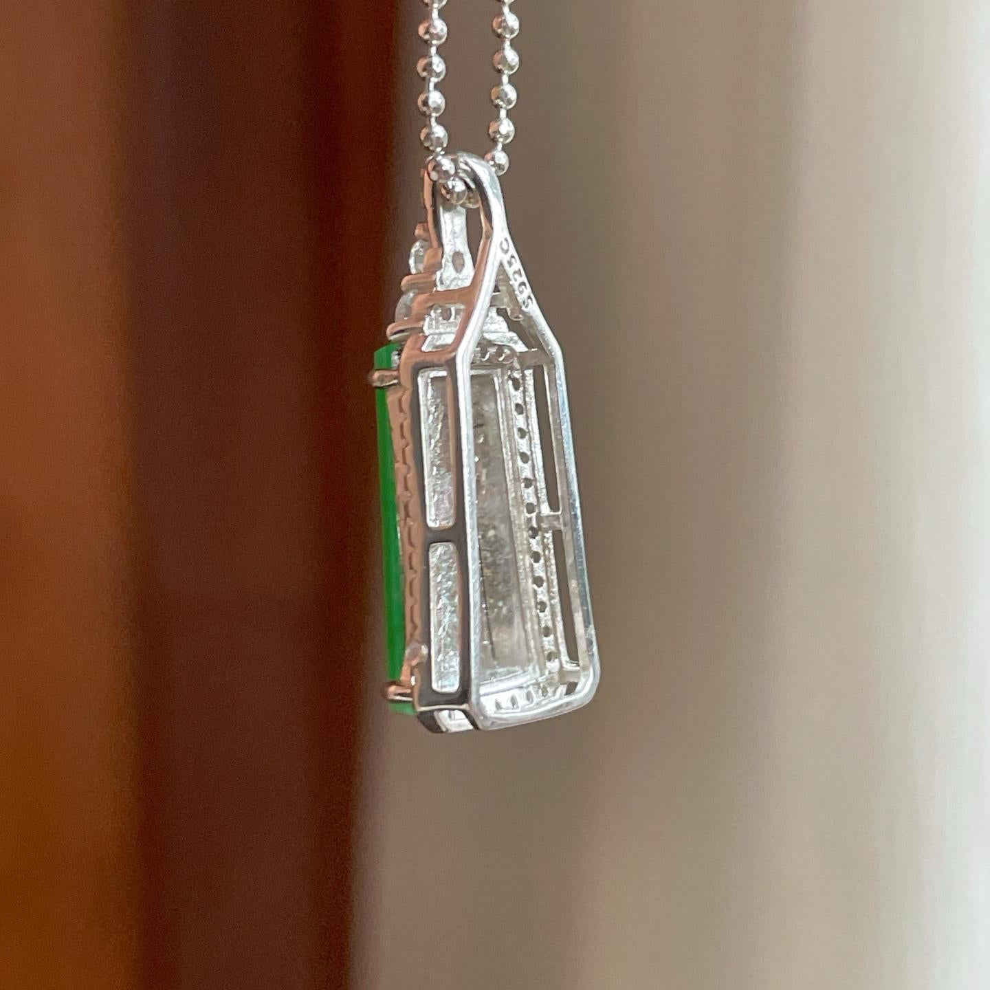 S925银镶糯冰果绿翡翠无事牌（yc352485）