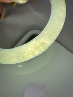 糯冰种晴水飘花圆条手镯54.4圈         天然缅甸A货翡翠（yc454775）
