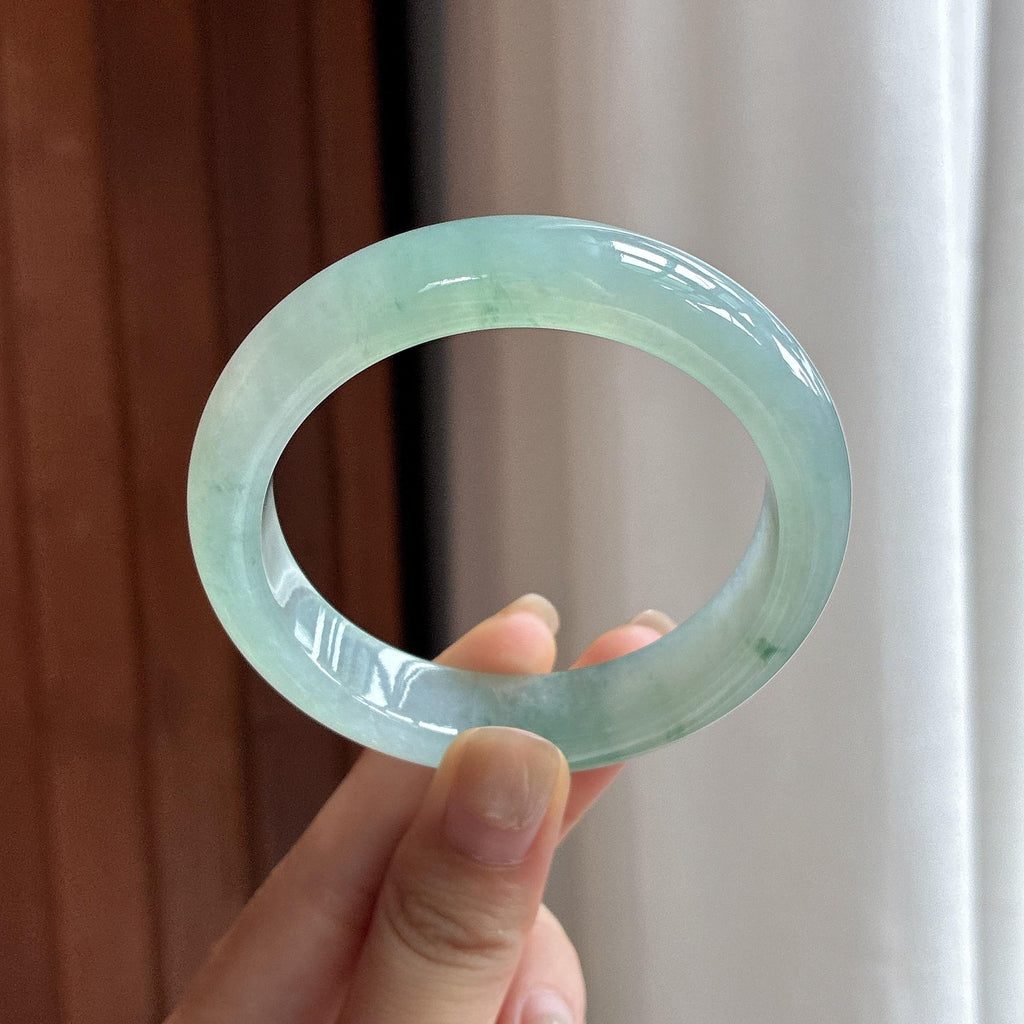 冰种飘花正圈平安镯 55圈 天然缅甸A货翡翠（yc484011）