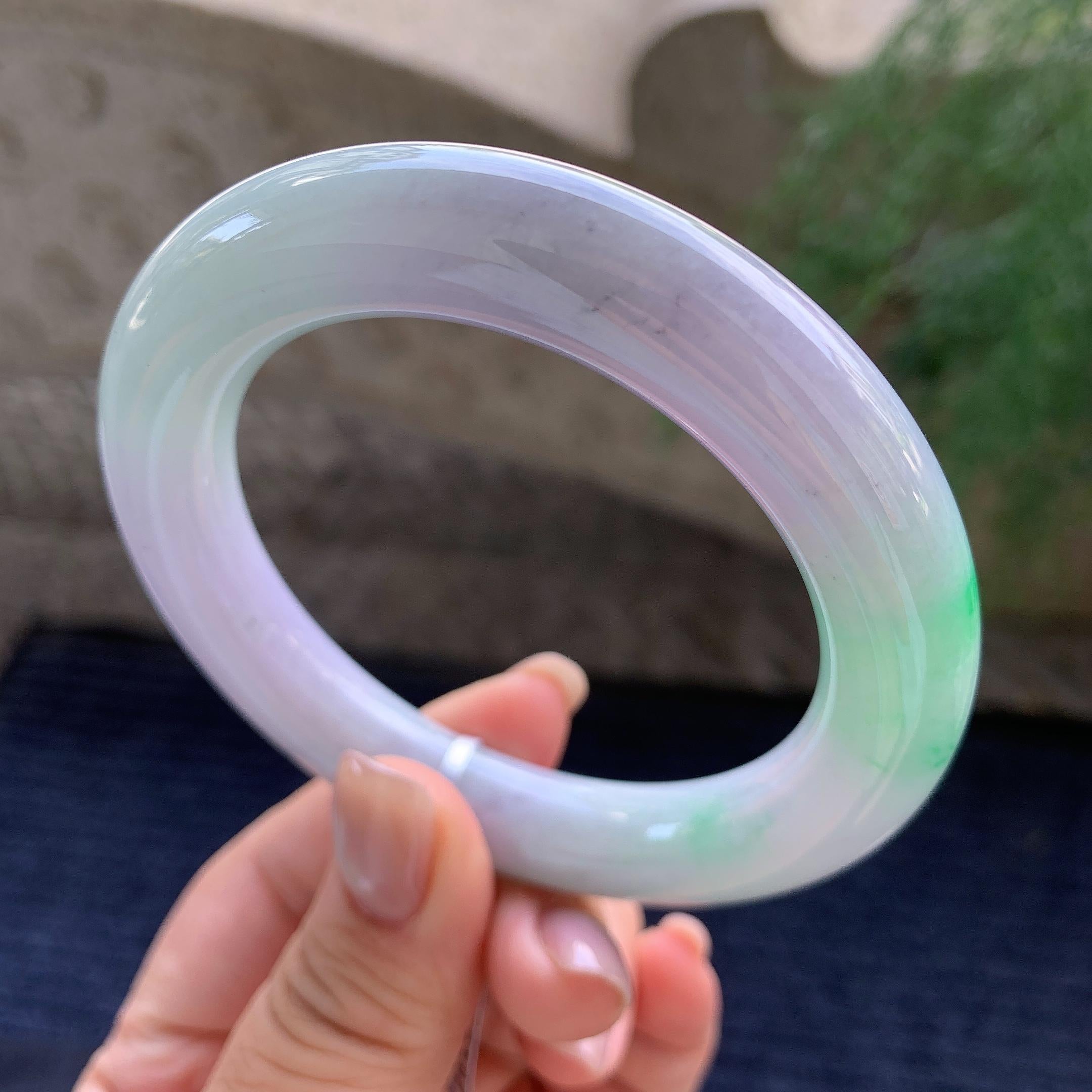 细糯种春彩圆条手镯  57.3圈口  天然缅甸A货翡翠（yc400191）