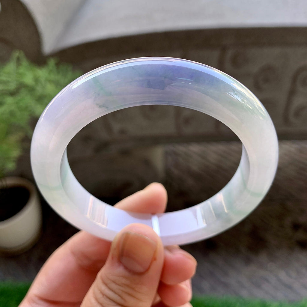 细糯种紫罗兰飘花平安镯（56mm）（yc240754）