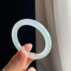 冰种白月光翡翠圆条手镯（49.8mm）（yc316835）