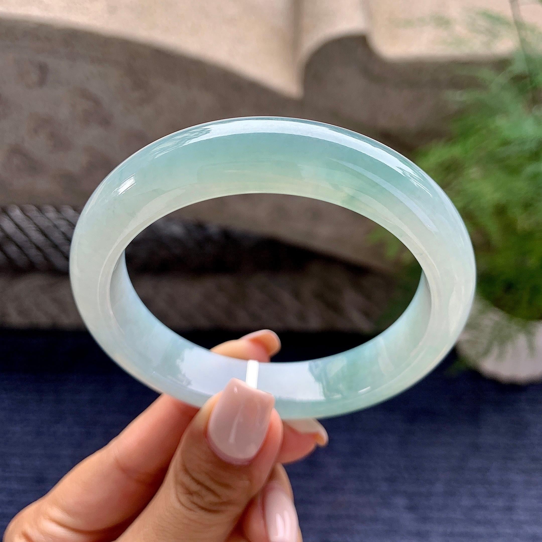糯冰种飘花平安镯（58.1mm）（yc229246）