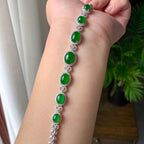 18K金钻镶细糯种满绿蛋面手链（yc230995）