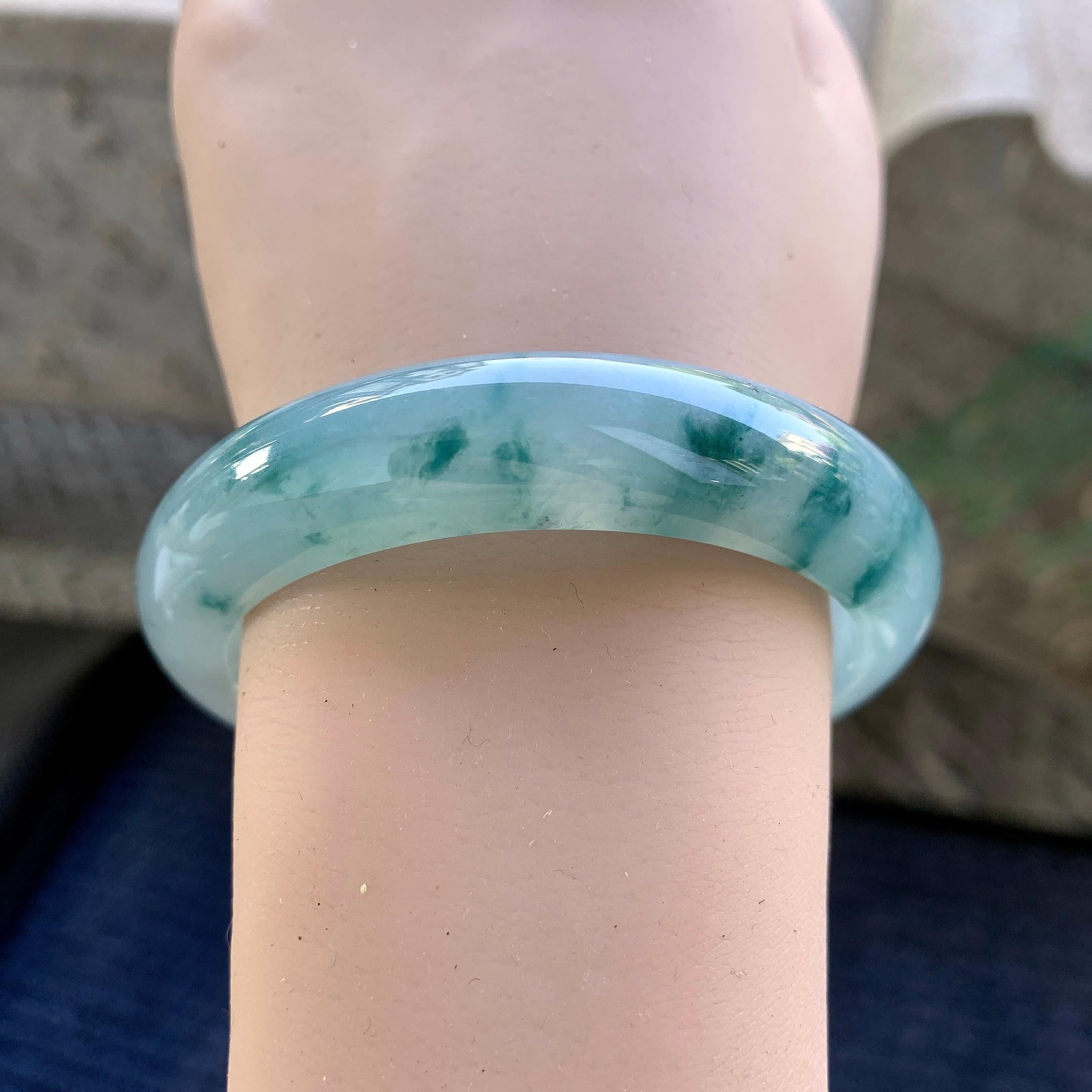 糯冰种飘花平安镯（55.7mm）（yc264509）