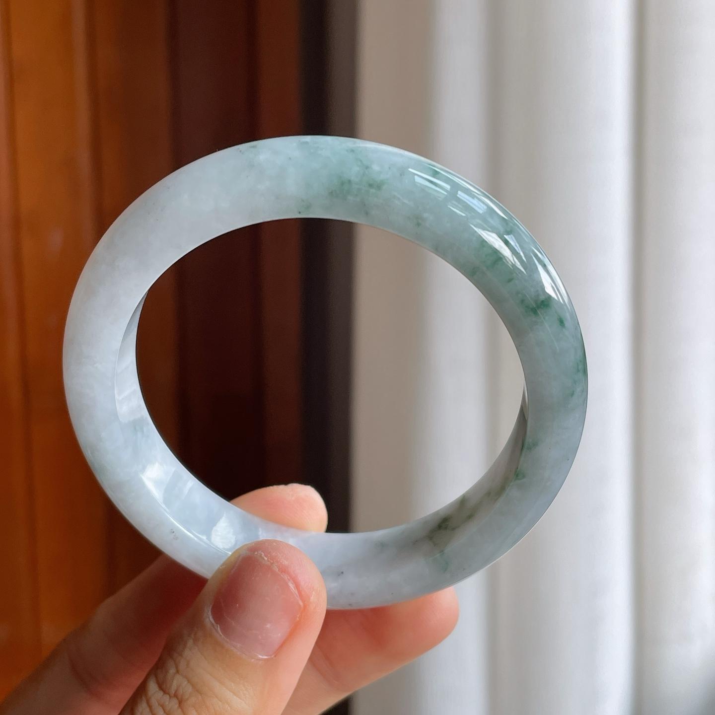 糯种飘花翡翠平安镯（56mm）（yc221949）