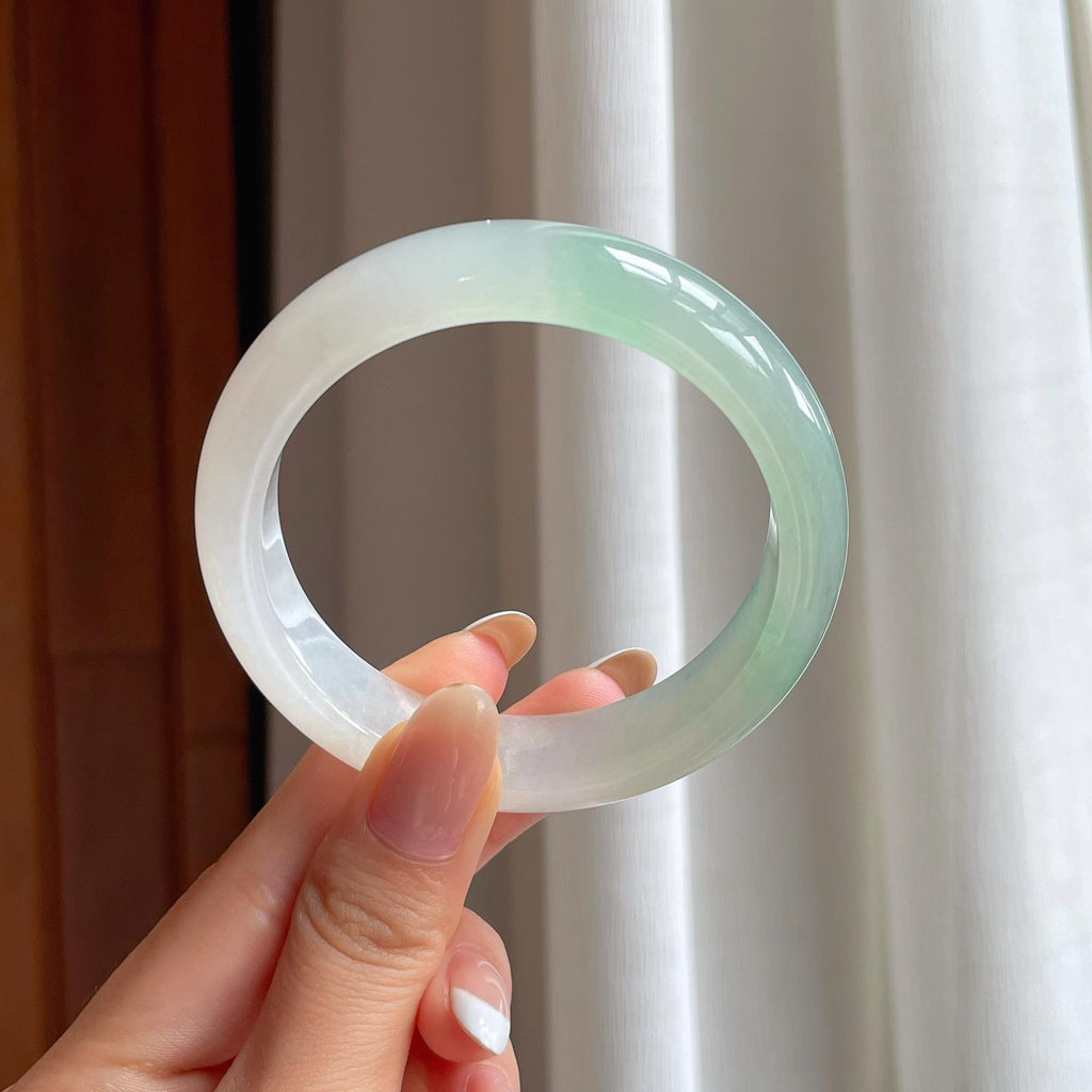 冰种带色翡翠平安镯（56.3mm)（yc388728）