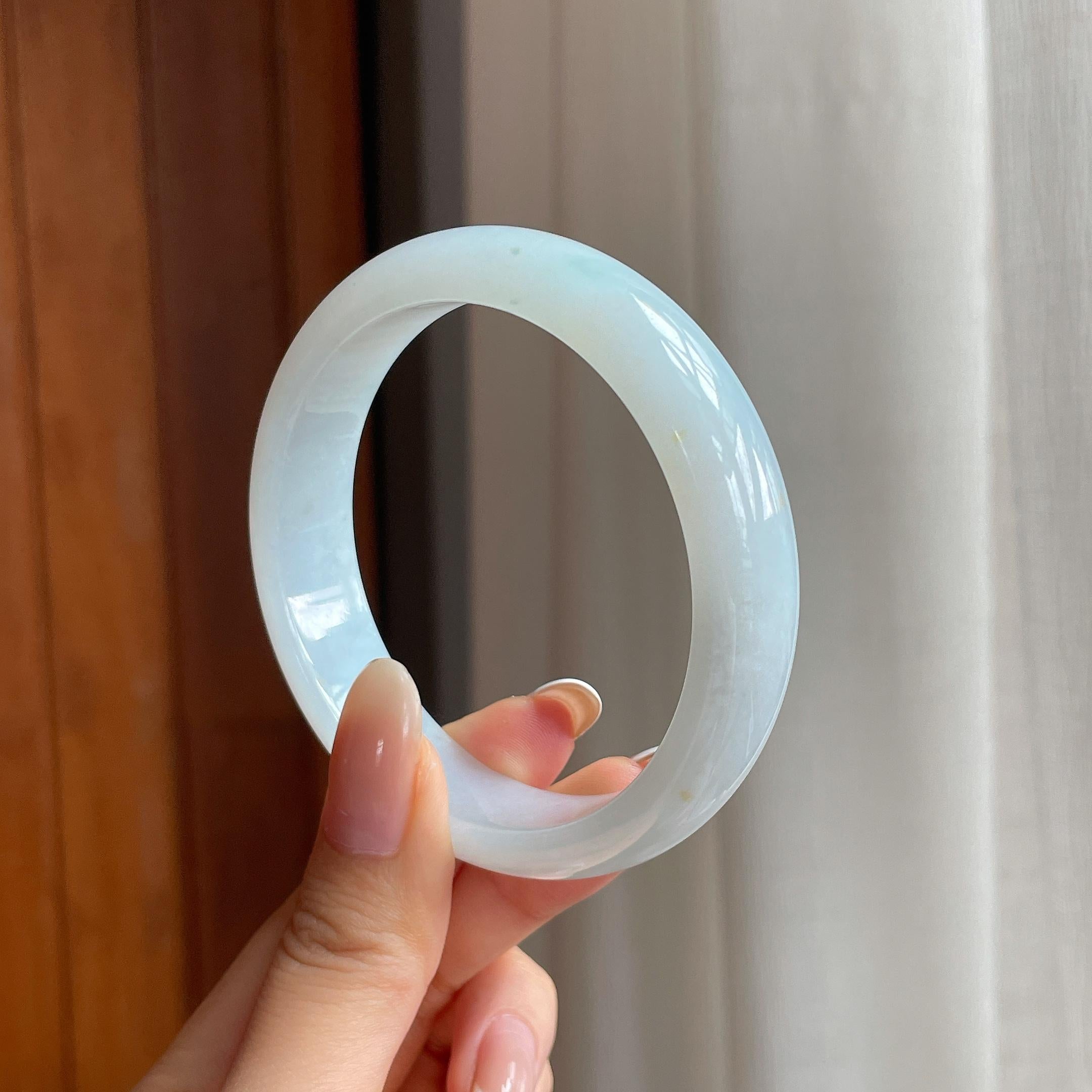 糯冰白月光洒金翡翠平安镯（58.2mm)（yc414510）