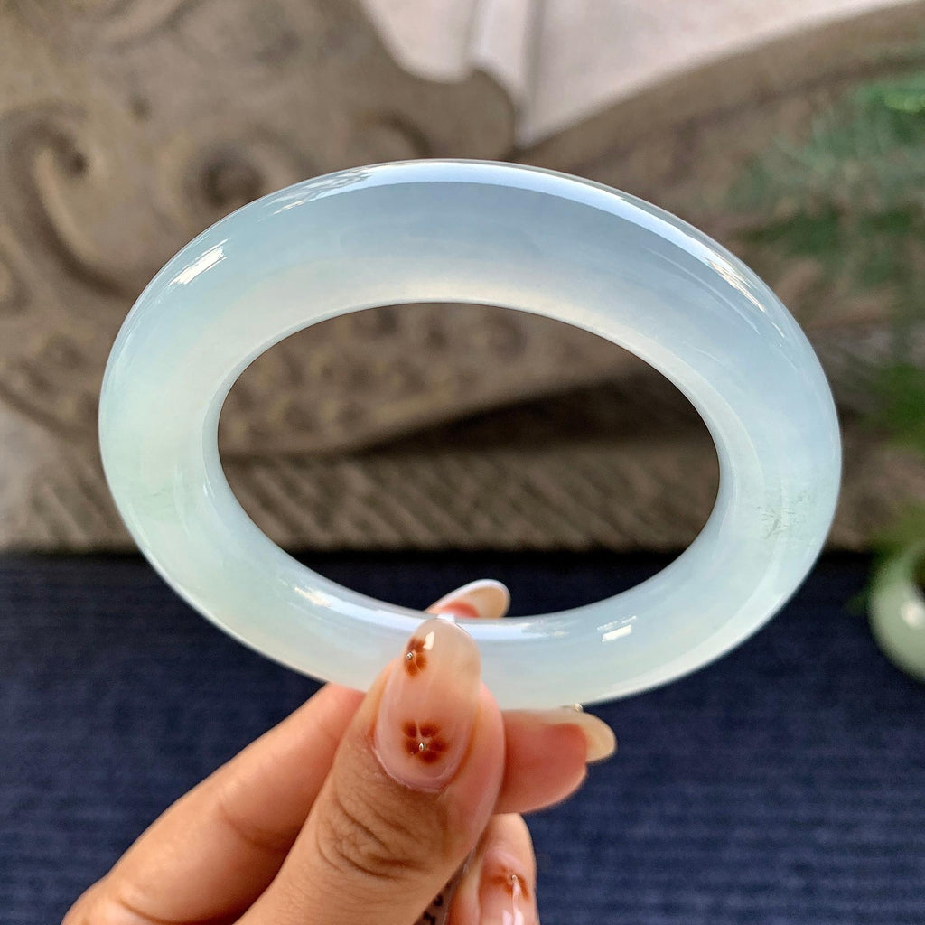 糯冰种带底色圆条手镯（55.4mm）（yc249379）