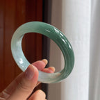 冰种半山半水翡翠平安镯（59mm）（yc404777）