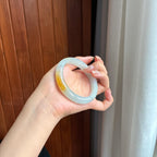 Vòng tay ngọc phỉ thúy màu vàng băng tuyết viền tròn bình an 56, Ngọc phỉ thúy tự nhiên loại A Myanmar (yc450849)