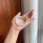 糯冰黄翡圆条翡翠手镯(53.5mm)（yc402810）