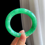 糯冰满绿翡翠圆条手镯（56.6mm)（yc324020）