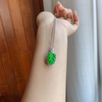 18k金镶冰种满绿翡翠叶子（yc246210）