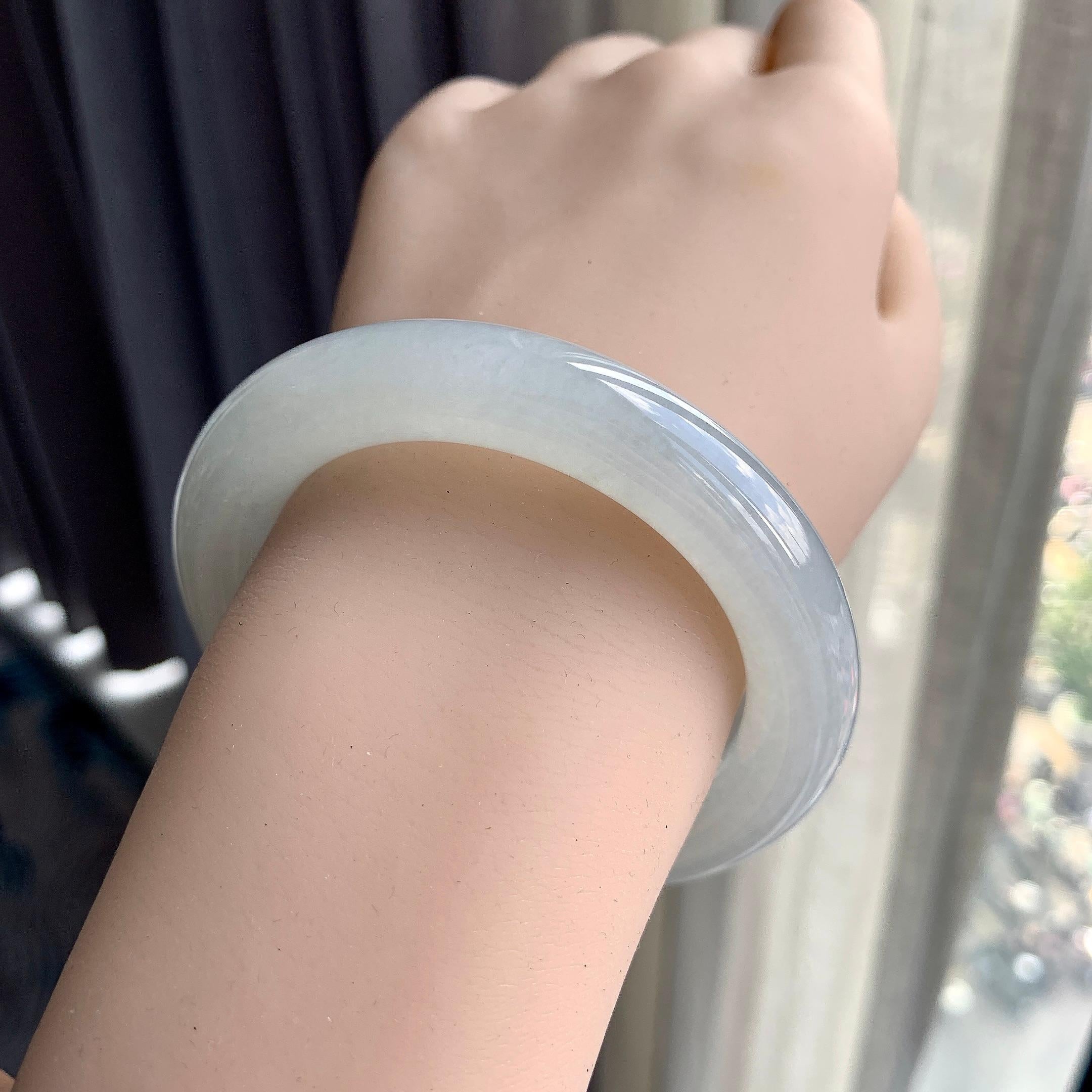 糯冰种无色圆条手镯（53.8mm）（yc225079）