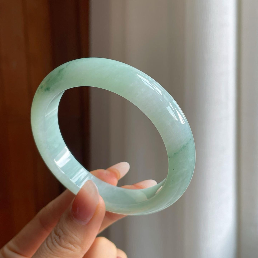 糯冰飘花翡翠平安镯（59mm）（yc310620）