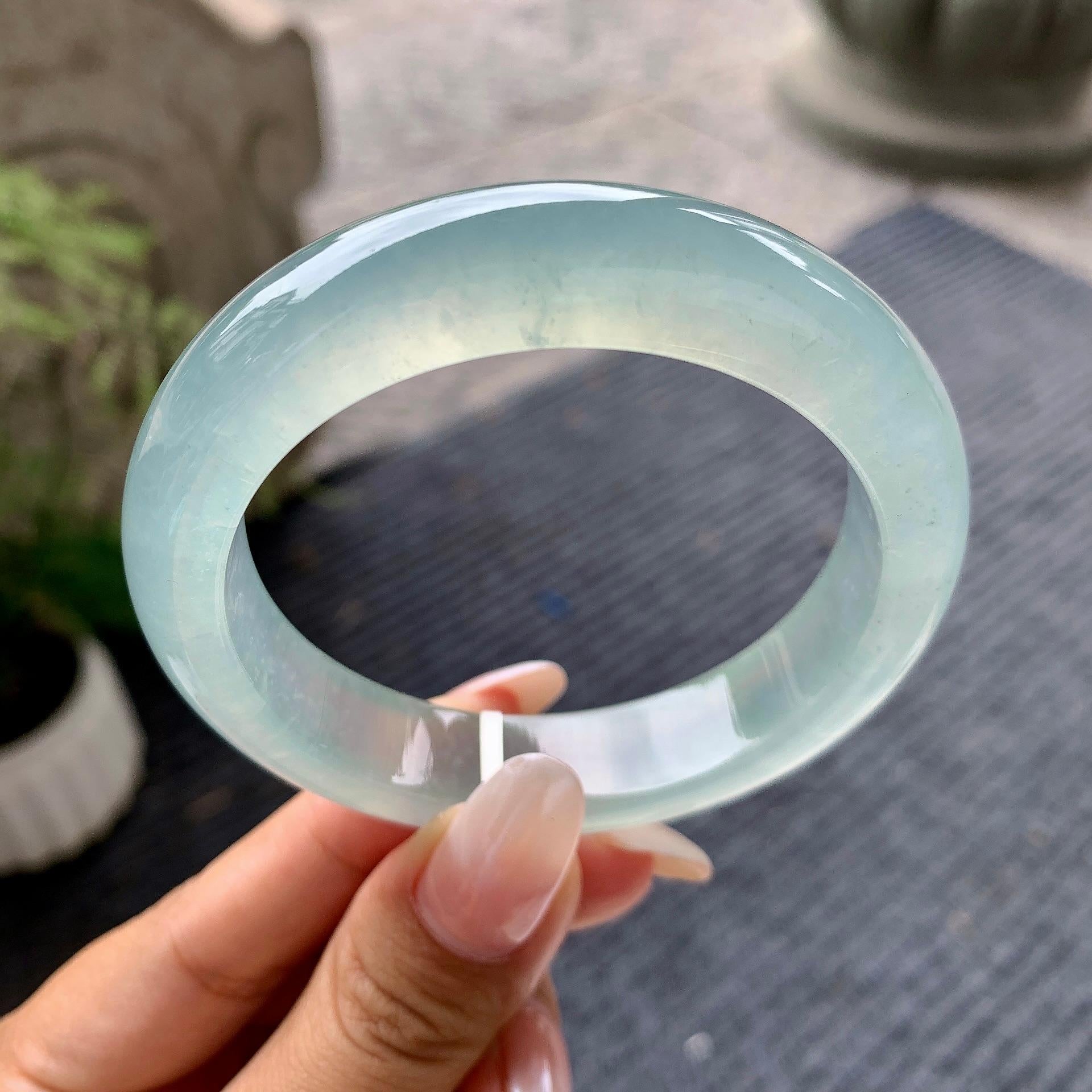 糯冰种带底色平安镯（54.8mm）（yc196489）