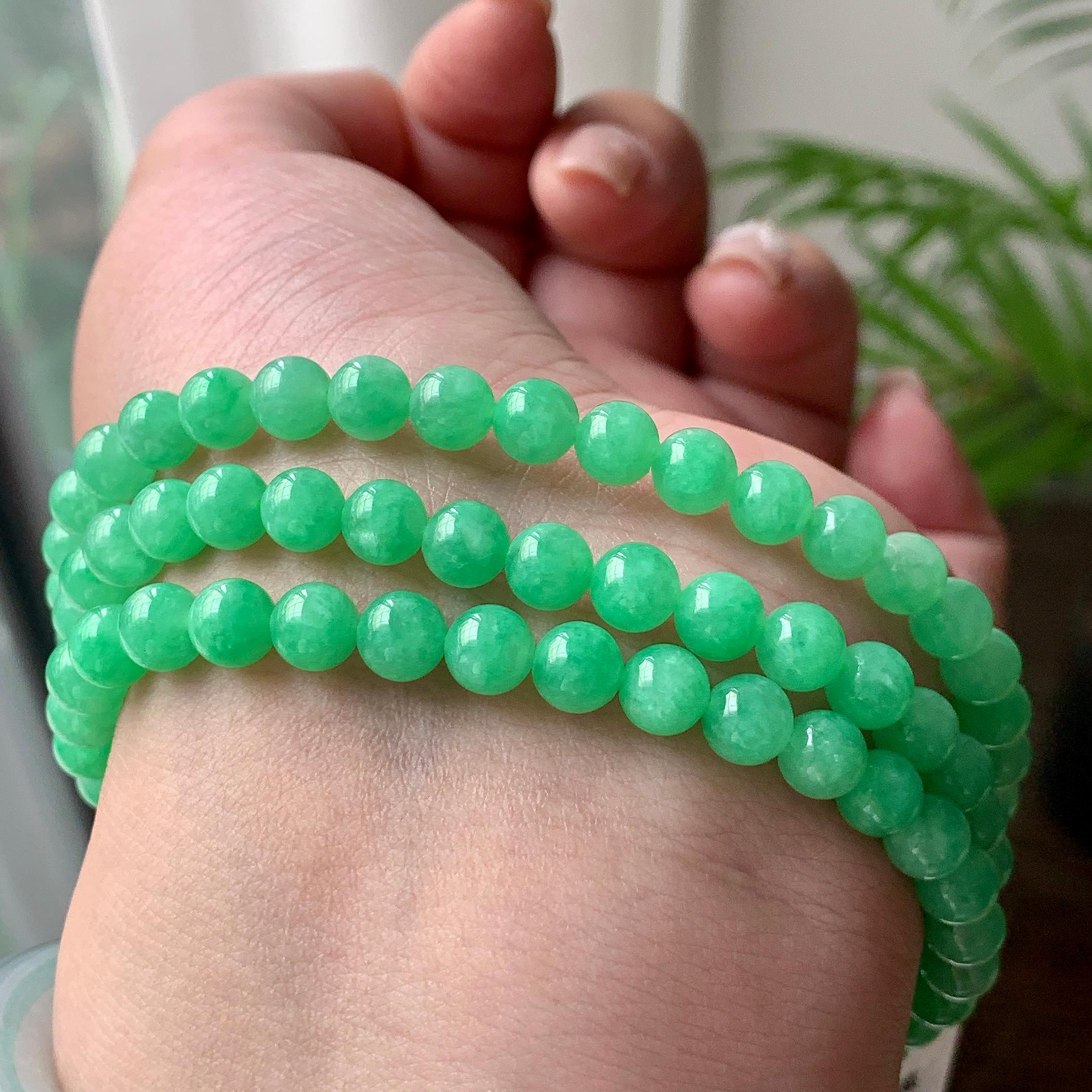 细糯种翠绿小米珠链（108颗）  天然缅甸A货翡翠（yc445860）