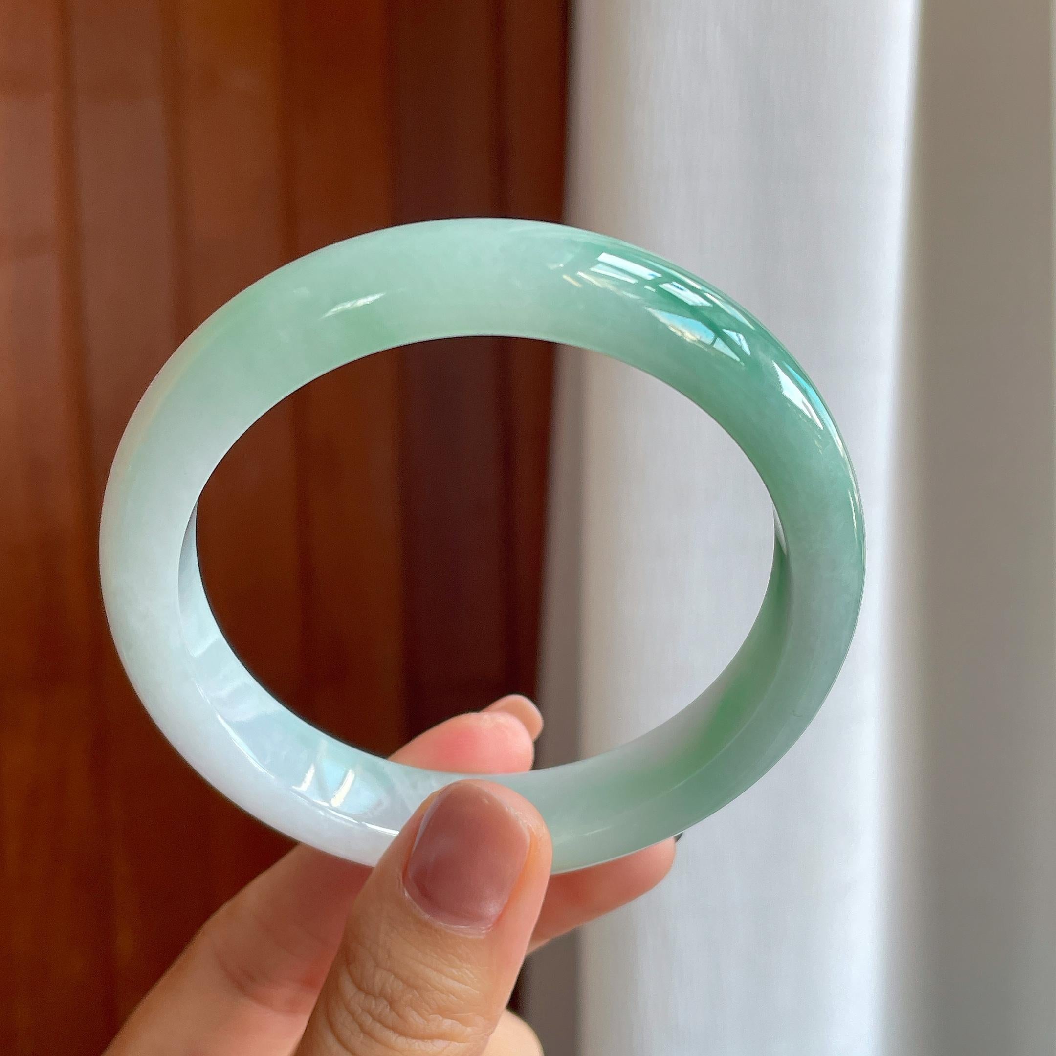 糯冰飘花翡翠平安镯（63mm）（yc283304）