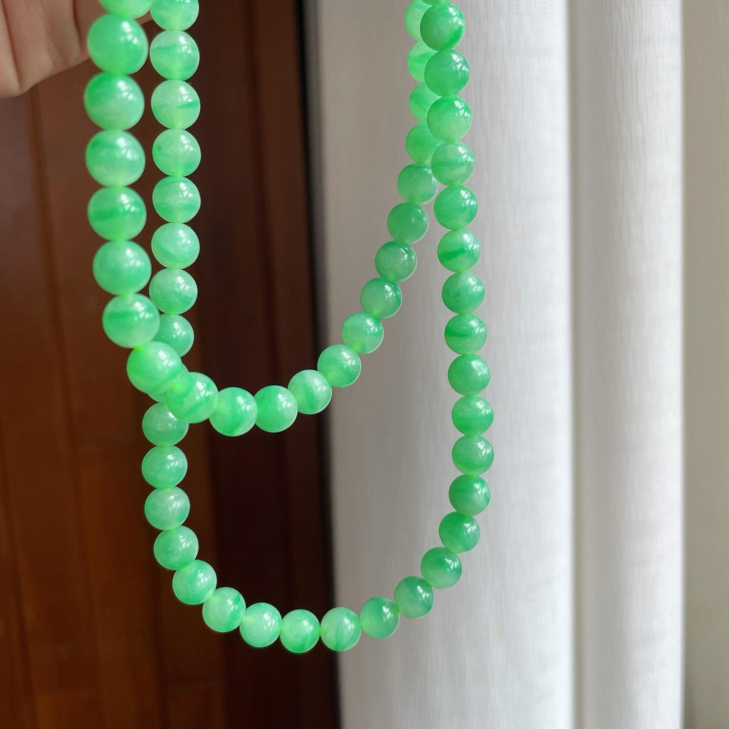 糯冰果绿翡翠珠串手串（yc266463）
