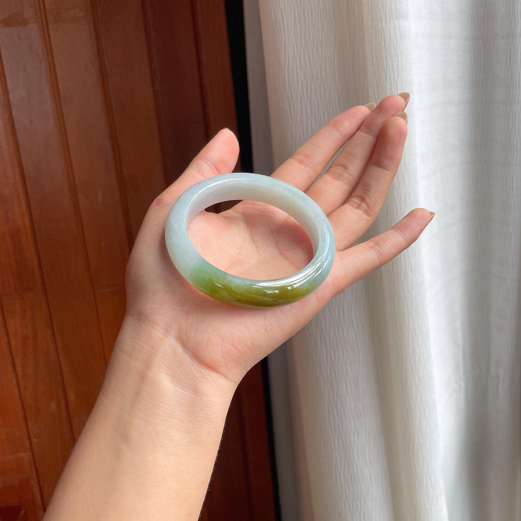 糯冰黄翡翡翠平安镯（56.5mm）（yc419561）