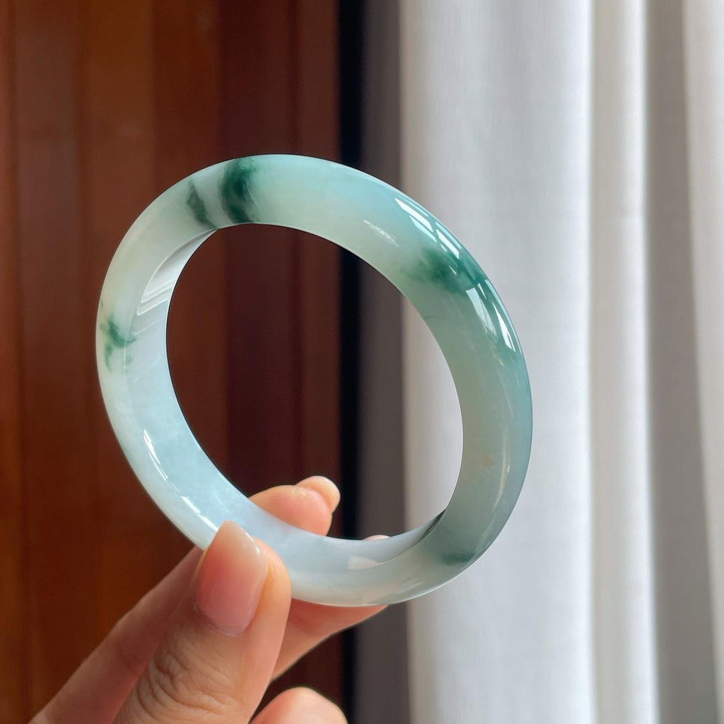 糯冰飘花翡翠平安镯（57.8mm）（yc389585）