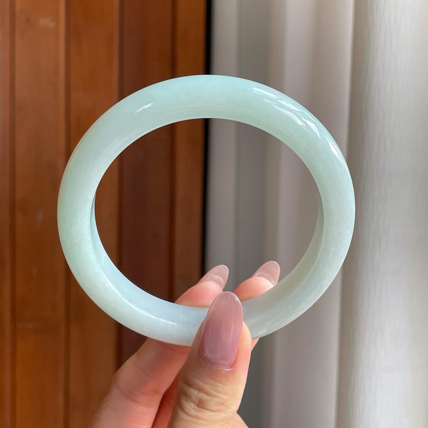 细糯冰晴底翡翠平安镯（62.8mm）（yc286500）