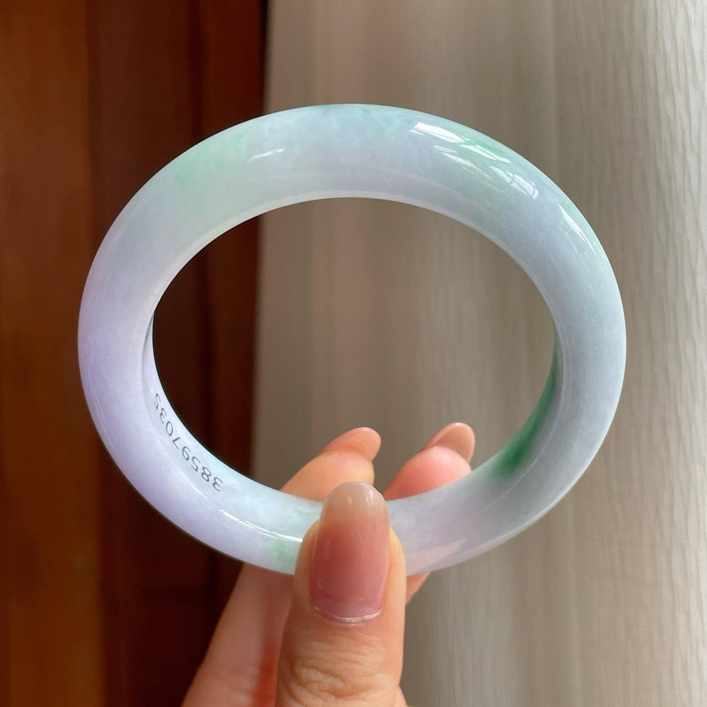糯冰春带彩翡翠平安镯（58mm)（yc345537）