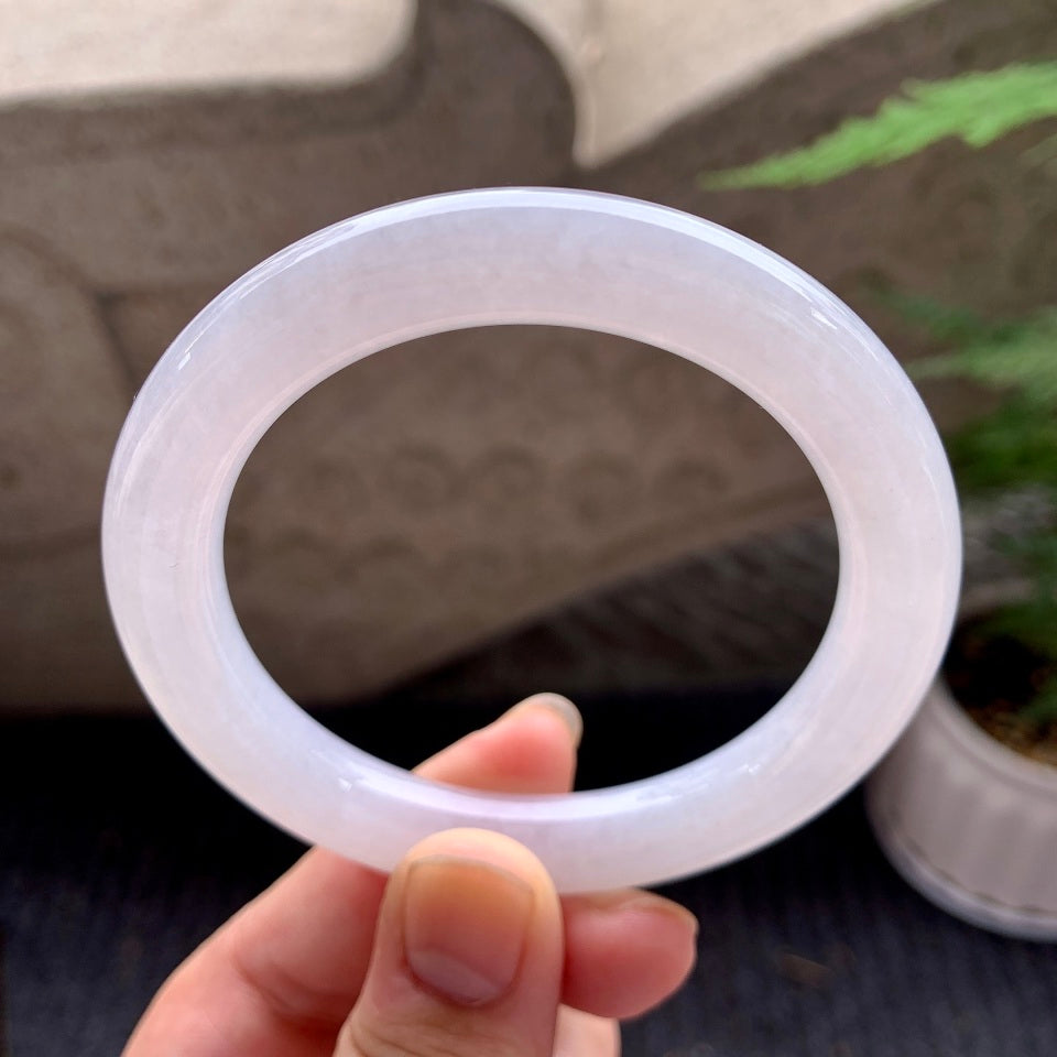 糯化无色翡翠圆条手镯（54.8mm）（TF06240001）