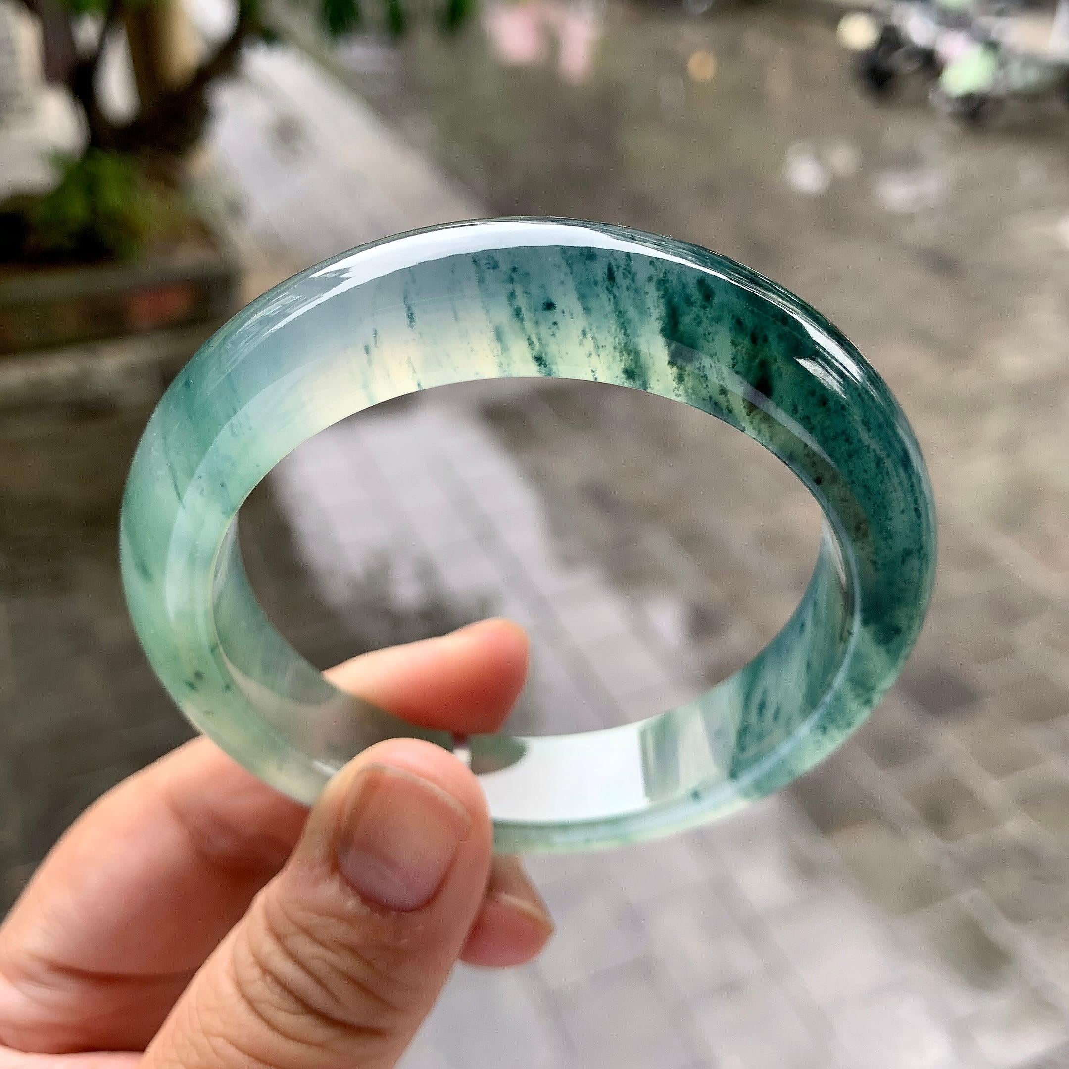 冰种晴底飘花平安镯（55.8mm）（yc228512）