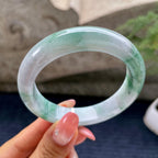 糯种飘花正圈平安镯56圈       天然缅甸A货翡翠（yc433534）