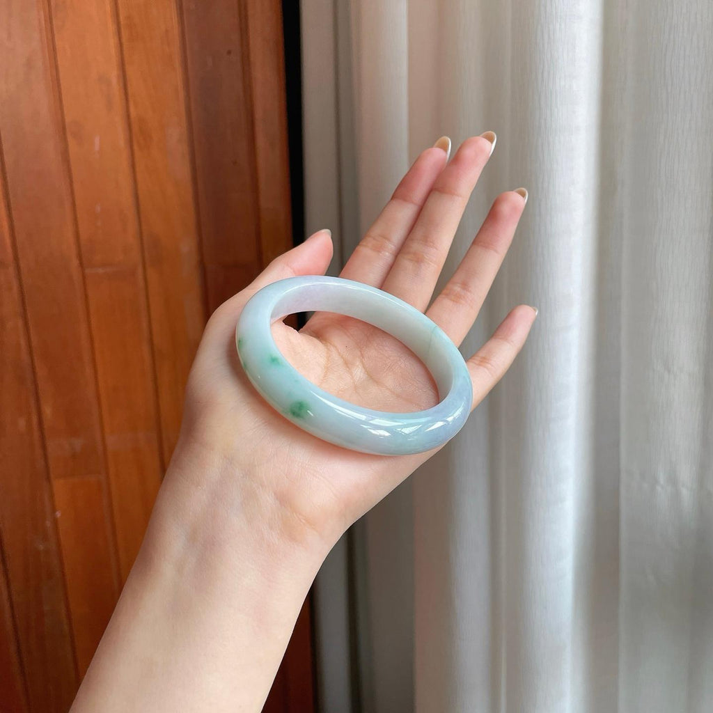 糯冰飘花翡翠平安镯（56.7mm）（yc375384）