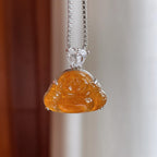 S925银镶冰种黄翡翡翠佛公（yc247659）