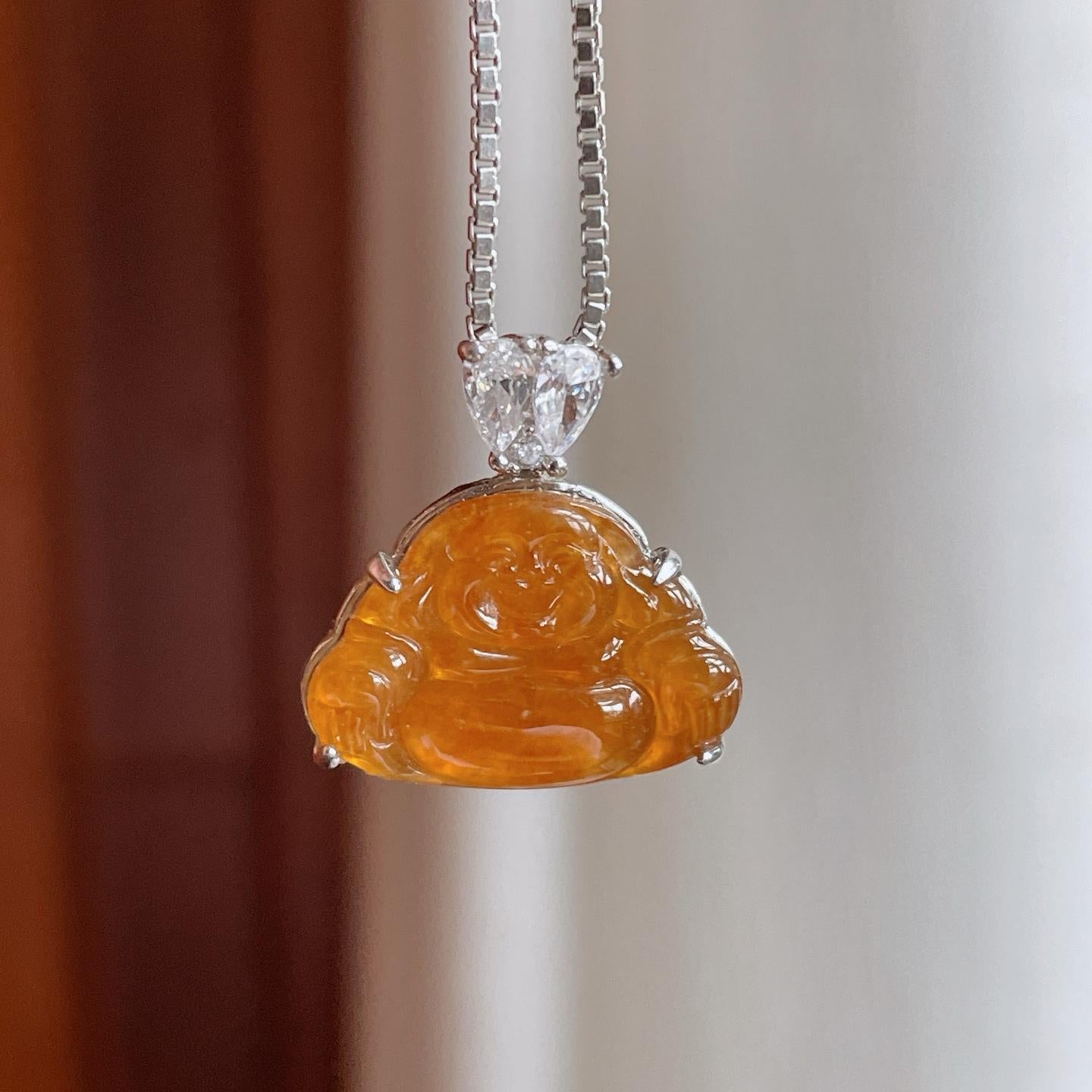 S925银镶冰种黄翡翡翠佛公（yc247659）