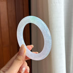 糯冰春带彩圆条手镯 57圈 天然缅甸A货翡翠（yc455104）