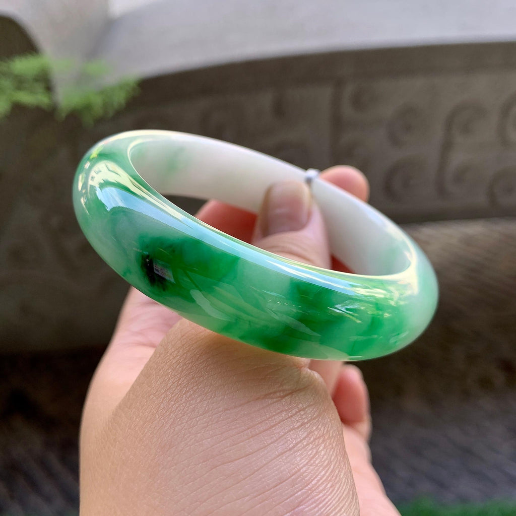 细糯种飘阳绿宽版轮胎手镯（56.8mm）（yc213157）