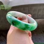 细糯种飘阳绿宽版轮胎手镯（56.8mm）（yc213157）