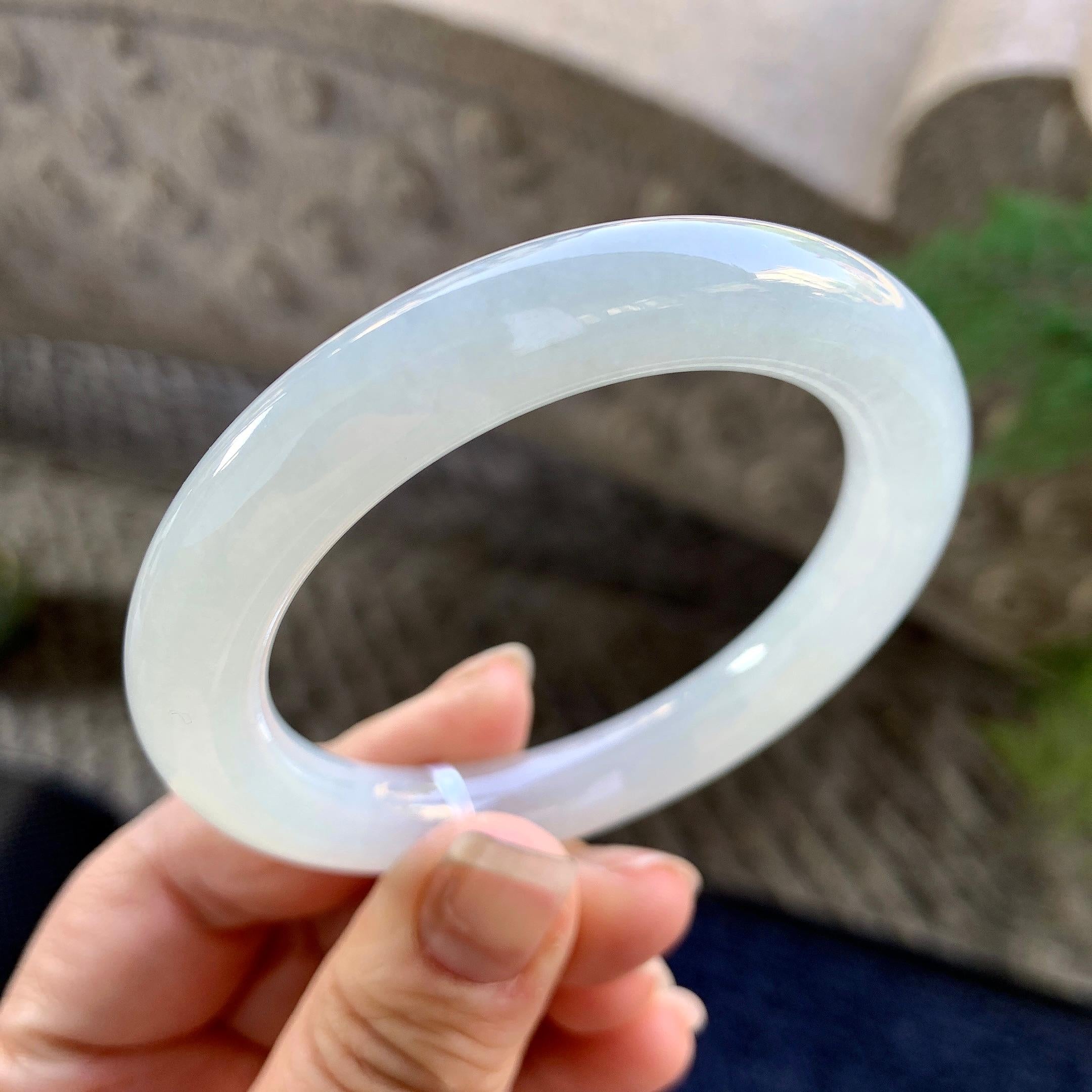 糯冰种无色圆条手镯（52.2mm）（yc305702）