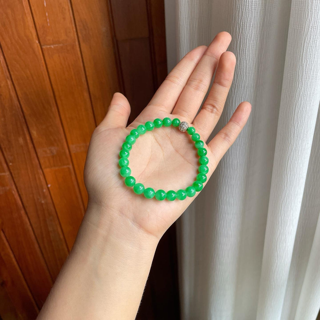 糯冰满绿翡翠珠串手串（yc247646）