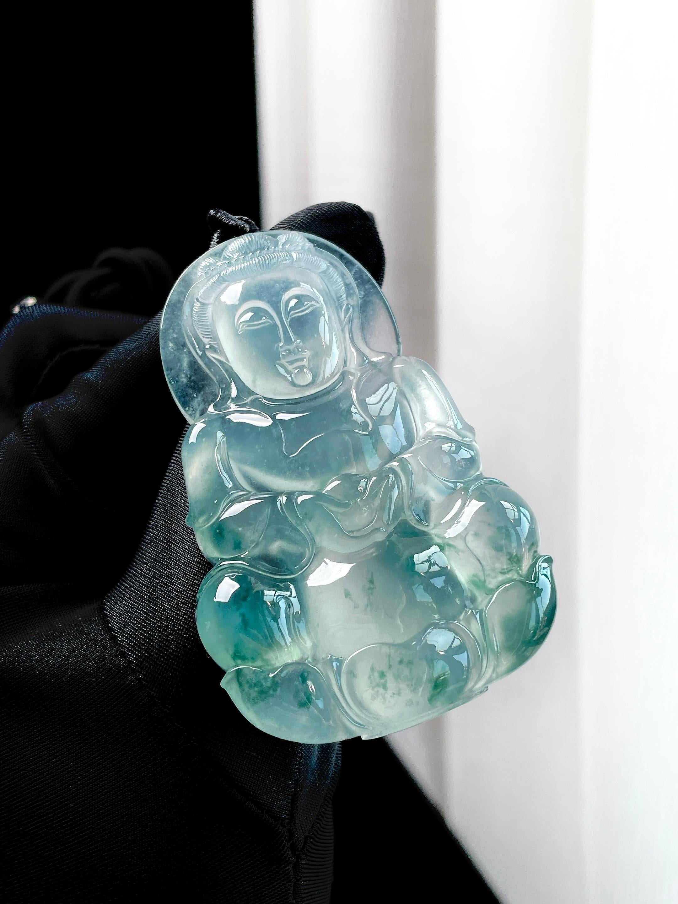 冰种飘花翡翠观音（yc349426）