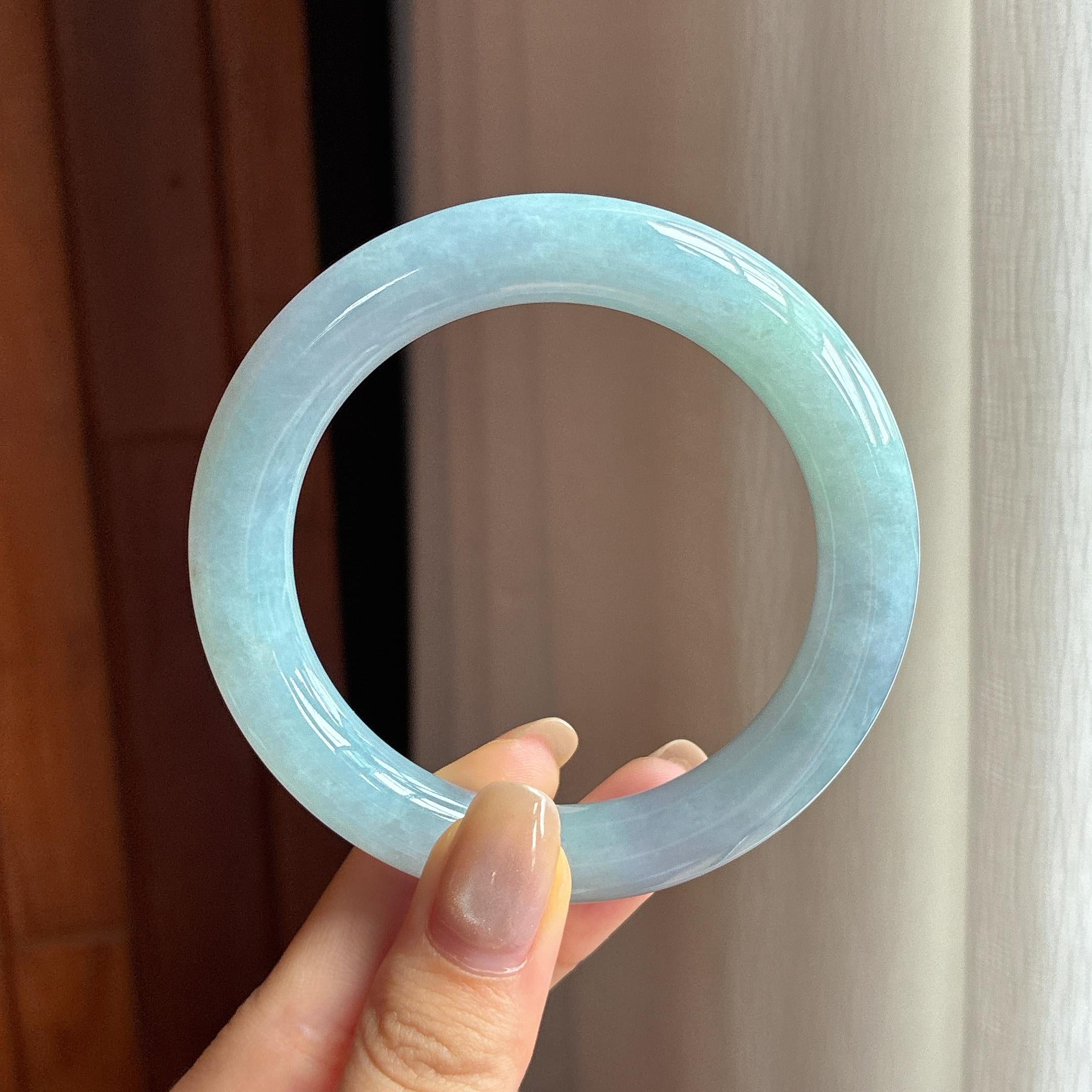 细糯种紫罗兰圆条手镯 56圈 天然缅甸A货翡翠（yc440003）