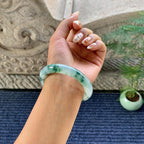 糯冰种飘花圆条手镯（51.5mm）（yc249455）