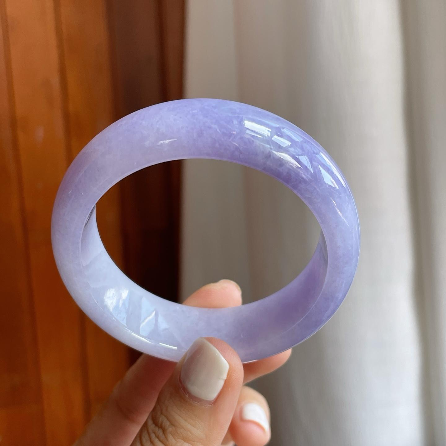 糯冰紫罗兰宽版翡翠平安镯（56.5mm）（yc254959）