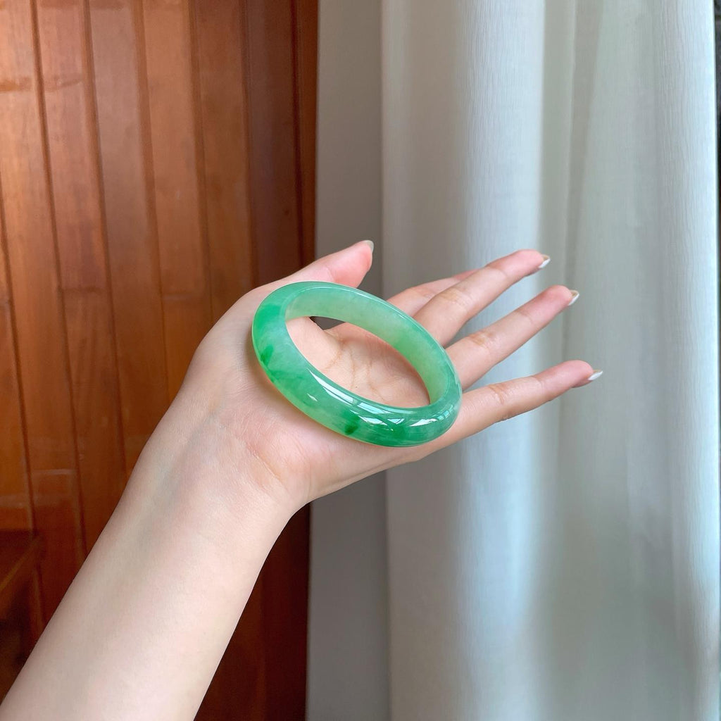 冰种满绿翡翠平安镯（56mm)（yc380001）