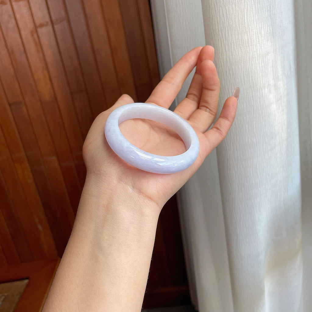 糯冰淡紫罗兰翡翠平安镯（53mm)（yc316578）