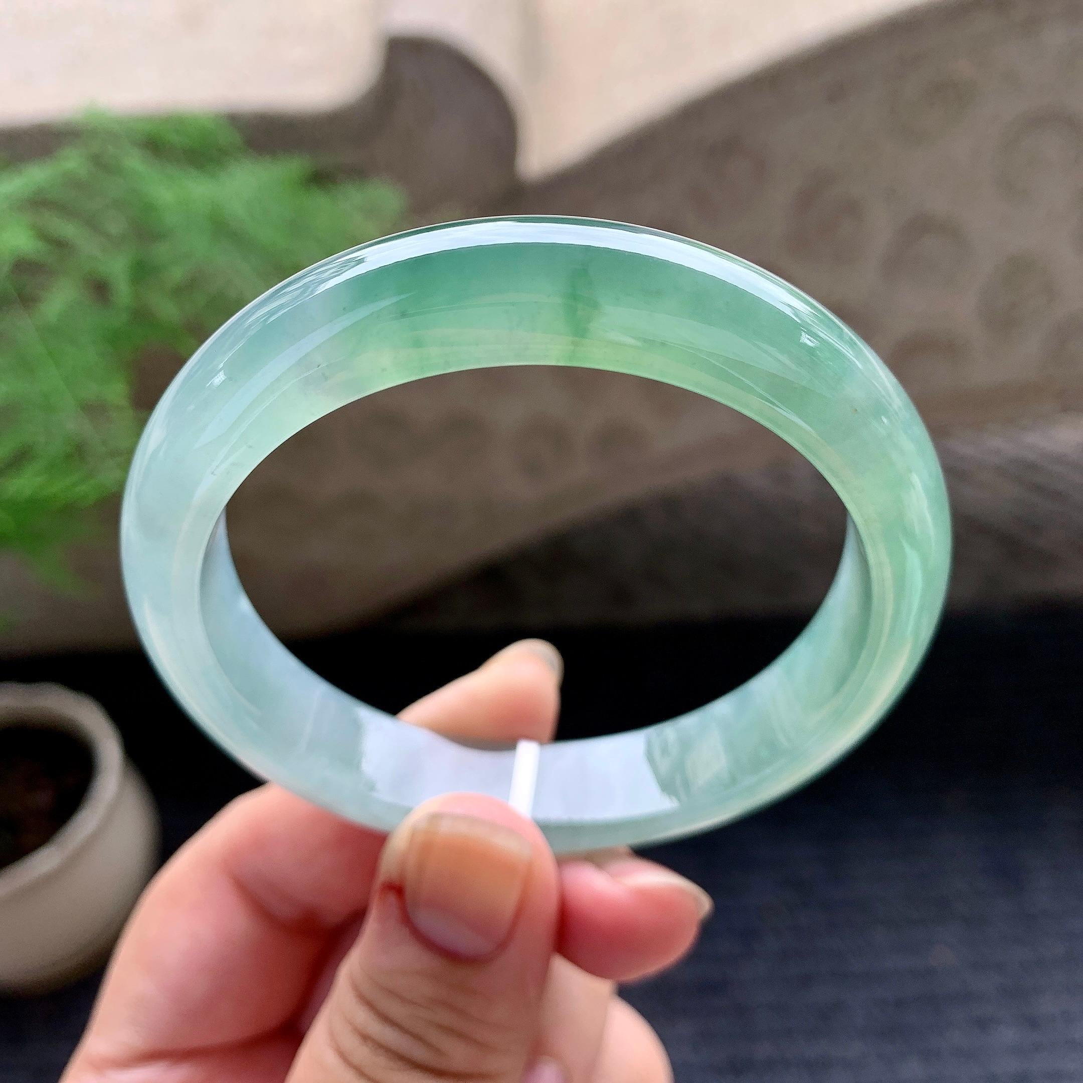 糯冰种飘花平安镯（57.2mm）（yc196519）