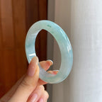 糯冰飘花翡翠平安镯（53mm)（yc424266）